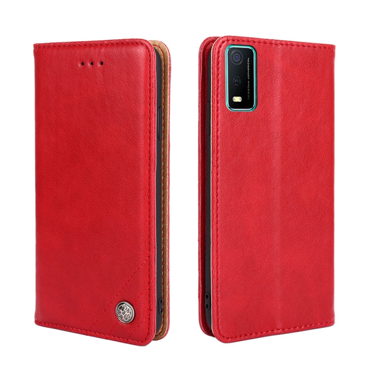 For vivo Y3s (2021) Non-Magnetic Retro Texture Leather Phone Case