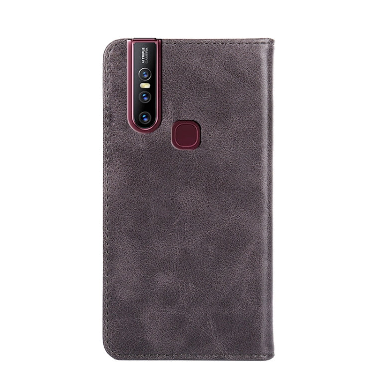 For vivo V15 Non-Magnetic Retro Texture Leather Phone Case