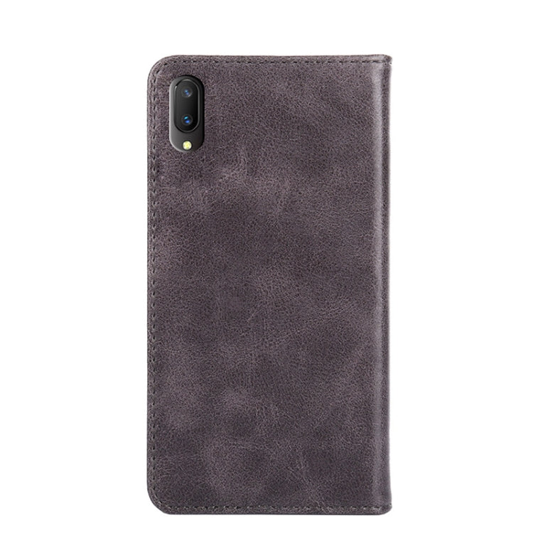 For vivo Y11 (2019) Non-Magnetic Retro Texture Leather Phone Case