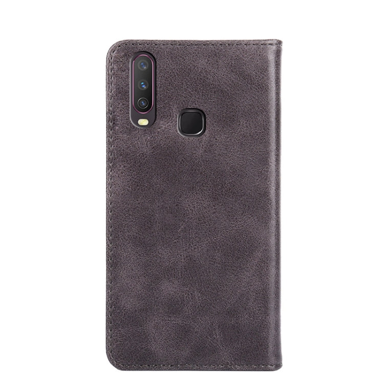 For vivo Y17 Non-Magnetic Retro Texture Leather Phone Case