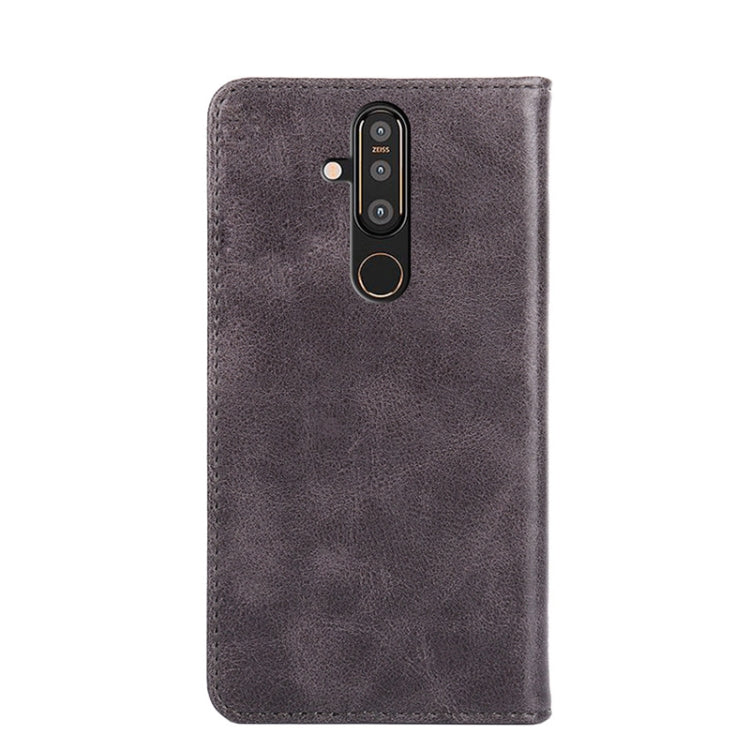For Nokia 8.1 Plus / X71 Non-Magnetic Retro Texture Horizontal Flip Leather Phone Case