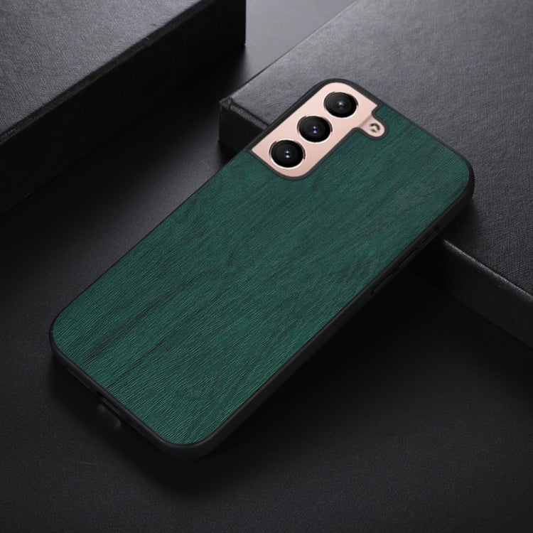 For Samsung Galaxy S22+ 5G Wood Texture PU Phone Case