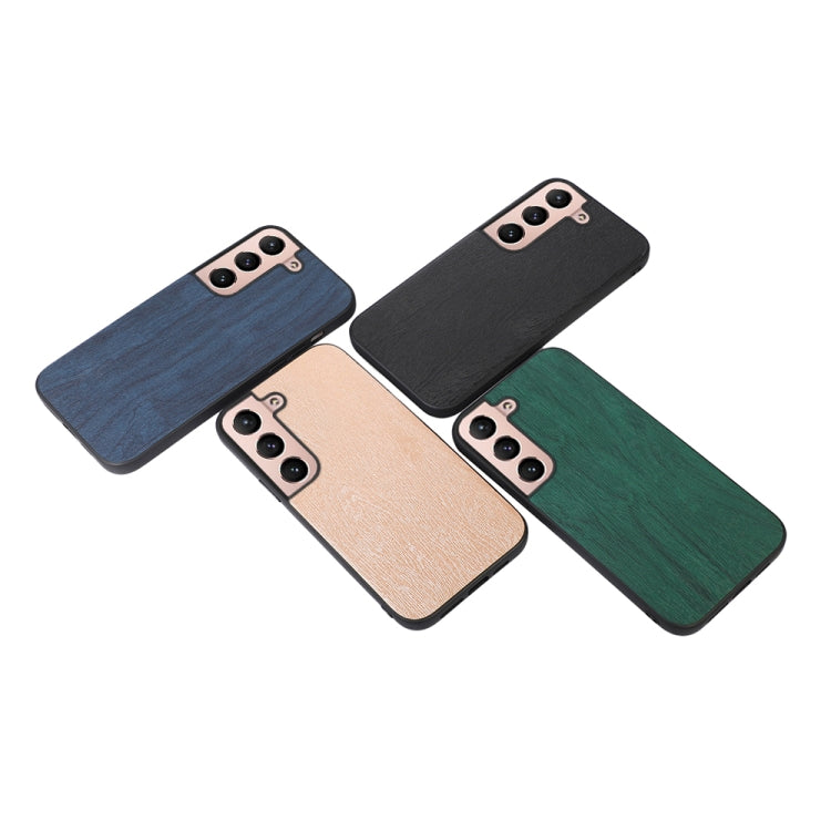 For Samsung Galaxy S22+ 5G Wood Texture PU Phone Case
