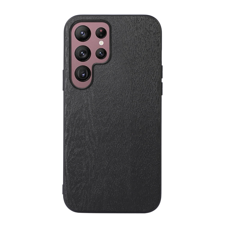 For Samsung Galaxy S22 Ultra 5G Wood Texture PU Phone Case