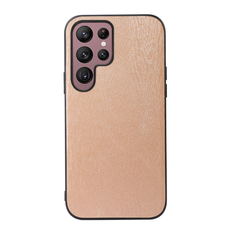 For Samsung Galaxy S22 Ultra 5G Wood Texture PU Phone Case