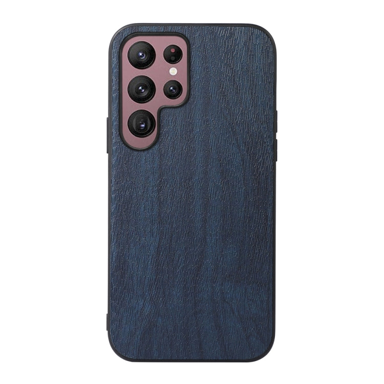 For Samsung Galaxy S22 Ultra 5G Wood Texture PU Phone Case