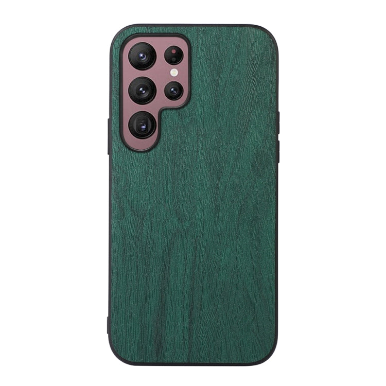 For Samsung Galaxy S22 Ultra 5G Wood Texture PU Phone Case