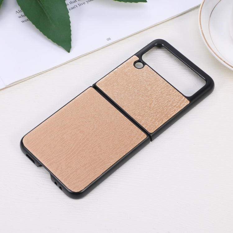 For Samsung Galaxy Z Flip 3 5G Wood Texture PU Phone Case