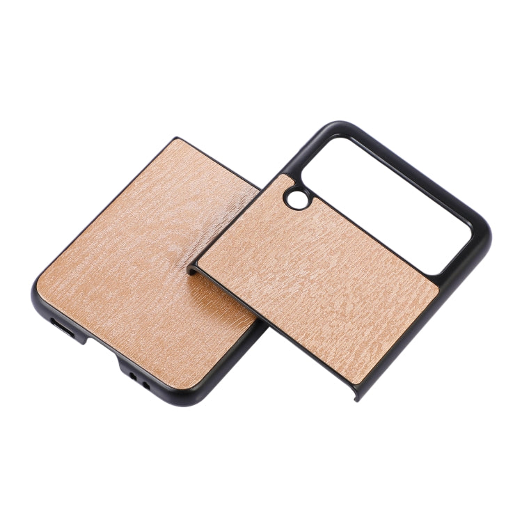 For Samsung Galaxy Z Flip 3 5G Wood Texture PU Phone Case