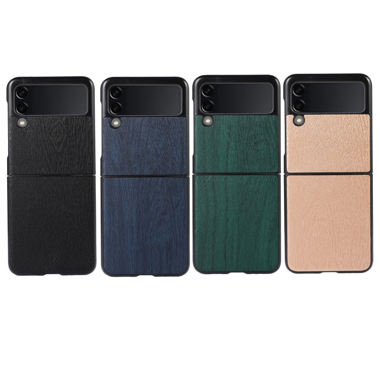 For Samsung Galaxy Z Flip 3 5G Wood Texture PU Phone Case