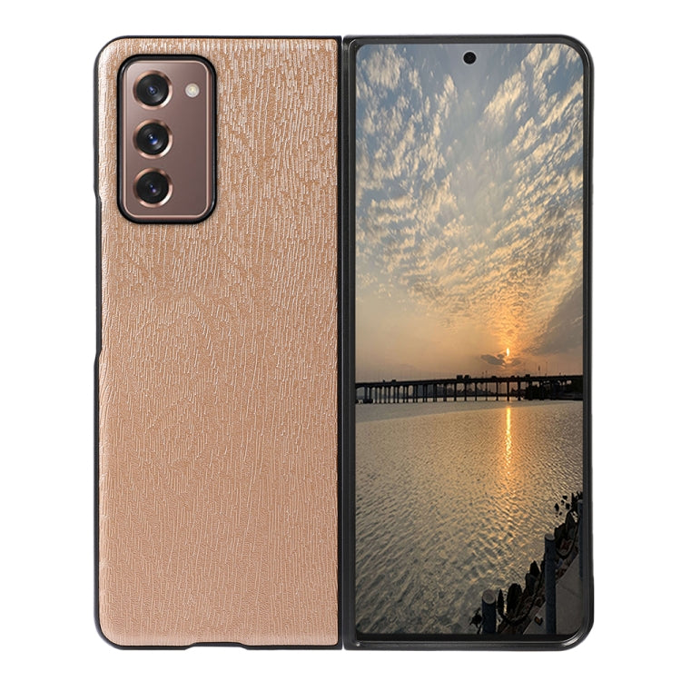 For Samsung Galaxy Z Fold2 5G Wood Texture PU Phone Case