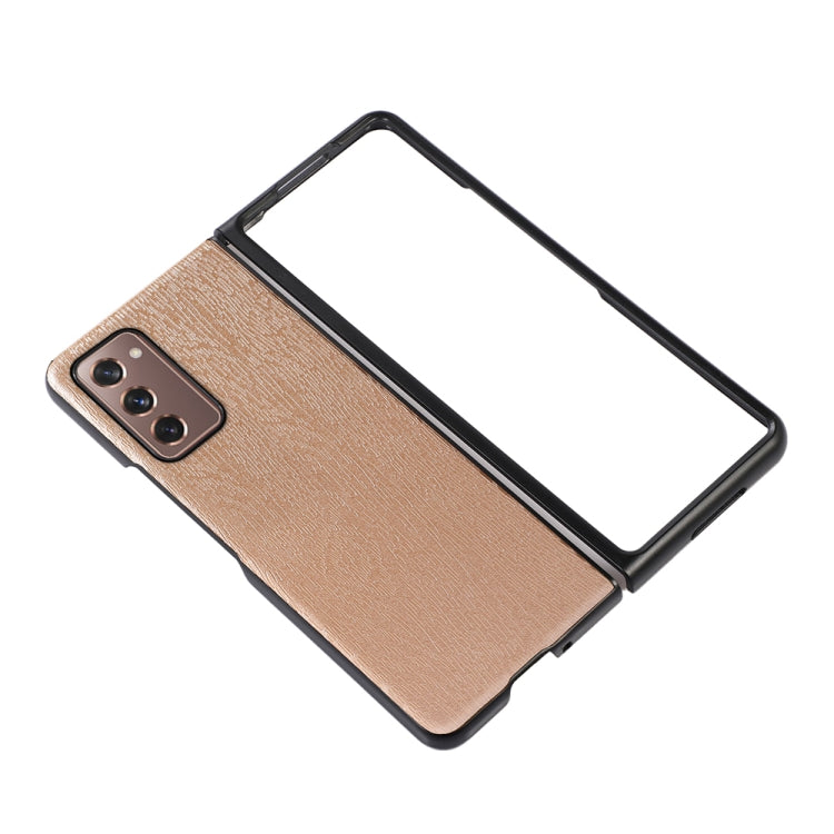 For Samsung Galaxy Z Fold2 5G Wood Texture PU Phone Case