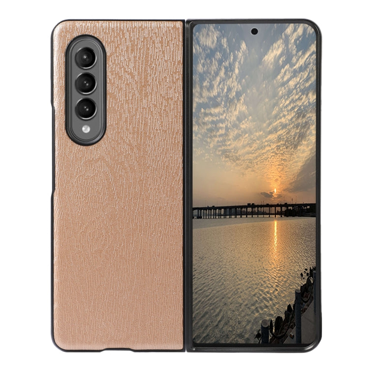 For Samsung Galaxy Z Fold3 5G Wood Texture PU Phone Case