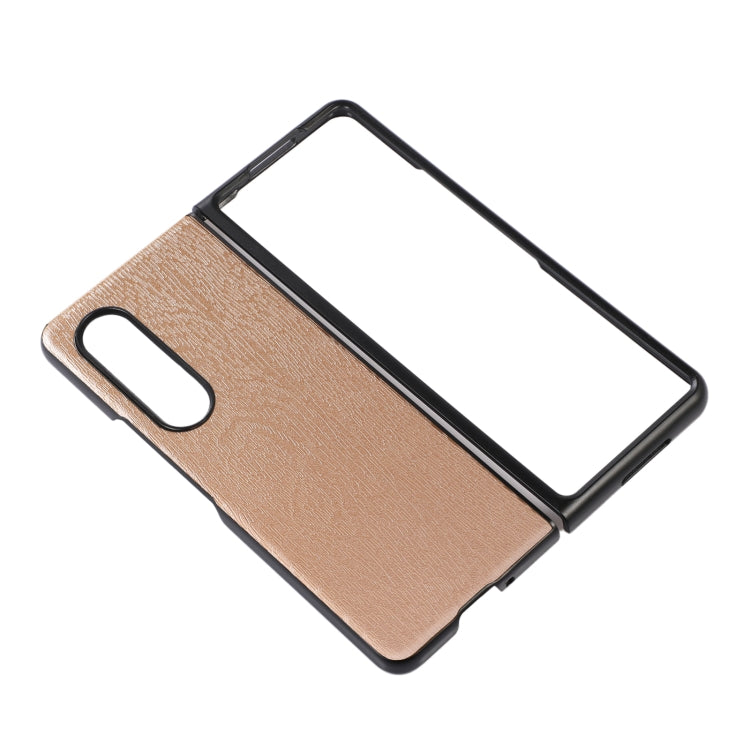 For Samsung Galaxy Z Fold3 5G Wood Texture PU Phone Case