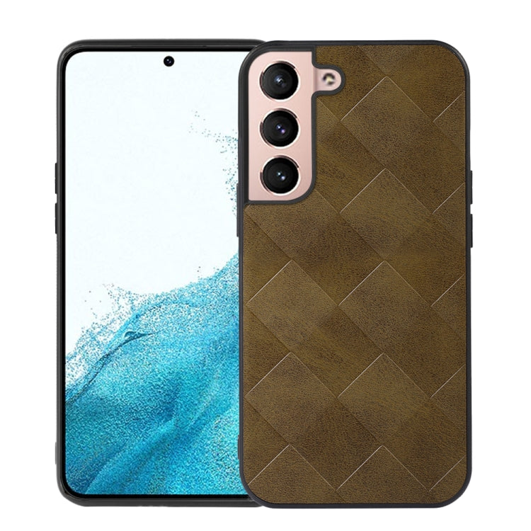 For Samsung Galaxy S22+ 5G Weave Plaid PU Phone Case