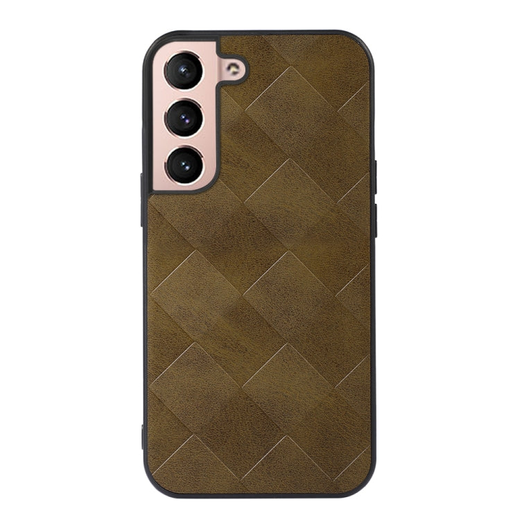 For Samsung Galaxy S22+ 5G Weave Plaid PU Phone Case