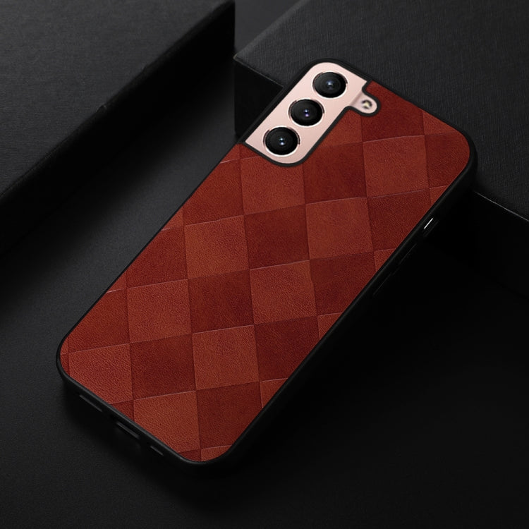 For Samsung Galaxy S22+ 5G Weave Plaid PU Phone Case