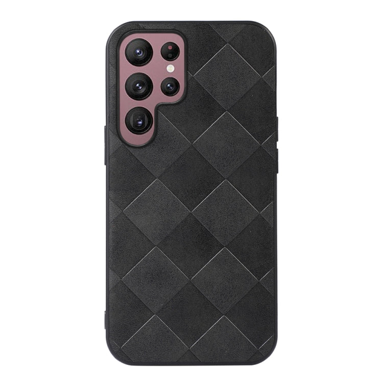 For Samsung Galaxy S22 Ultra 5G Weave Plaid PU Phone Case