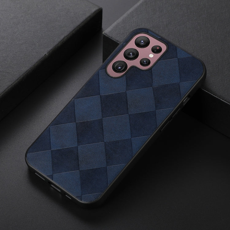 For Samsung Galaxy S22 Ultra 5G Weave Plaid PU Phone Case