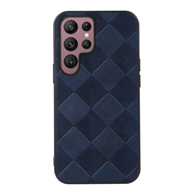For Samsung Galaxy S22 Ultra 5G Weave Plaid PU Phone Case
