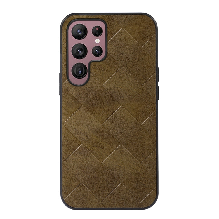 For Samsung Galaxy S22 Ultra 5G Weave Plaid PU Phone Case
