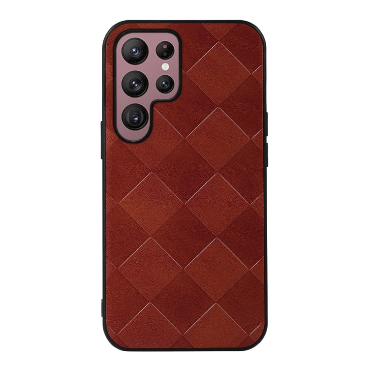 For Samsung Galaxy S22 Ultra 5G Weave Plaid PU Phone Case