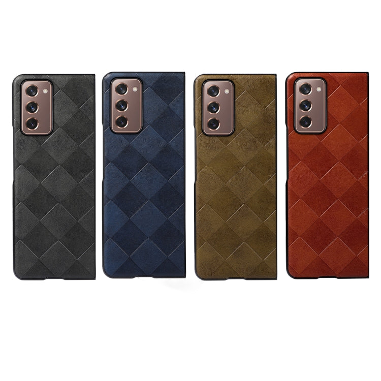 For Samsung Galaxy Z Fold2 5G Weave Plaid PU Phone Case