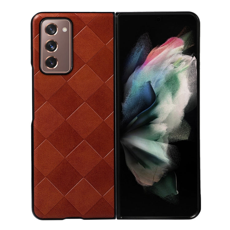 For Samsung Galaxy Z Fold2 5G Weave Plaid PU Phone Case