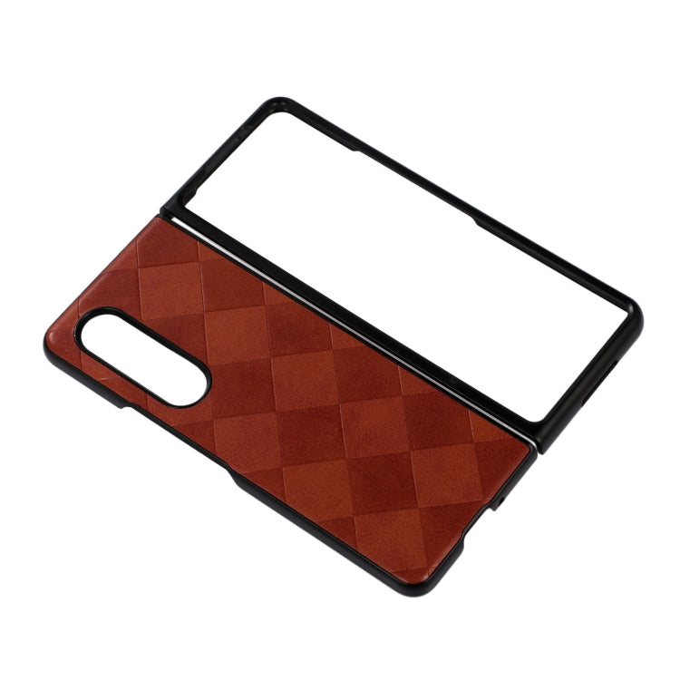 For Samsung Galaxy Z Fold3 5G Weave Plaid PU Phone Case