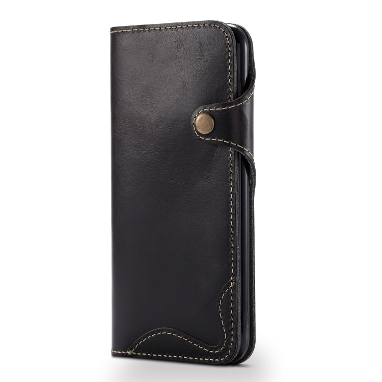 For iPhone 6 Denior Oil Wax Cowhide Magnetic Button Horizontal Flip Leather Case with Card Slots & Wallet