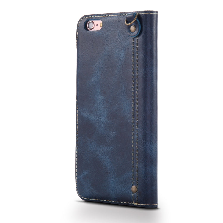 For iPhone 6 Denior Oil Wax Cowhide Magnetic Button Horizontal Flip Leather Case with Card Slots & Wallet