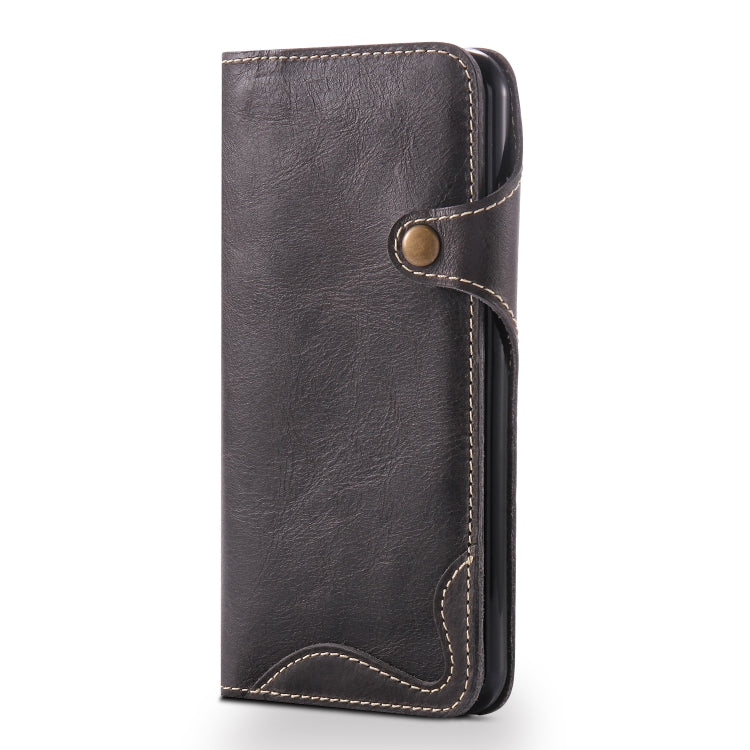 For iPhone 7 Plus / 8 Plus Denior Oil Wax Cowhide Magnetic Button Horizontal Flip Leather Case with Card Slots & Wallet
