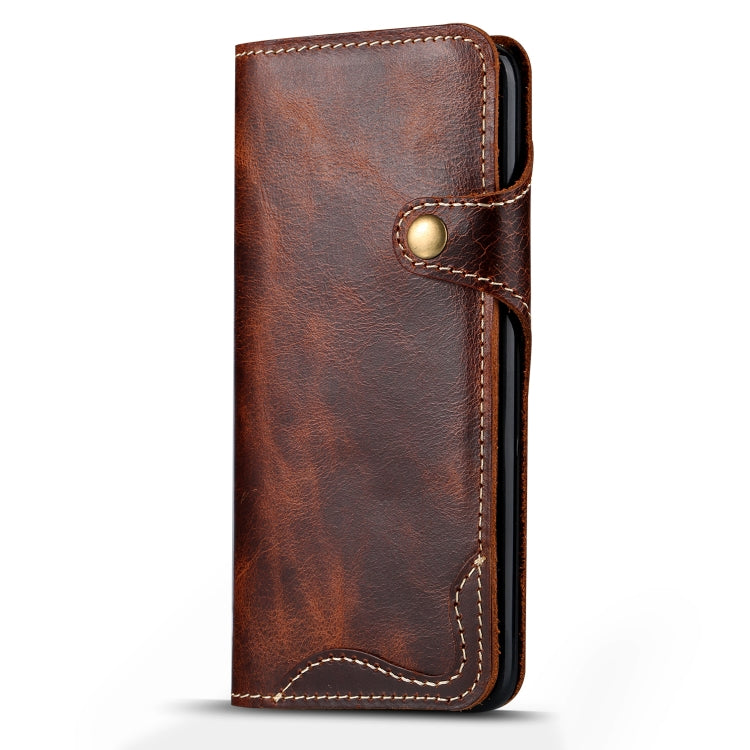 For Galaxy S8 Denior Oil Wax Cowhide Magnetic Button Horizontal Flip Leather Case with Card Slots & Wallet