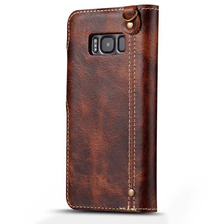 For Galaxy S8 Denior Oil Wax Cowhide Magnetic Button Horizontal Flip Leather Case with Card Slots & Wallet