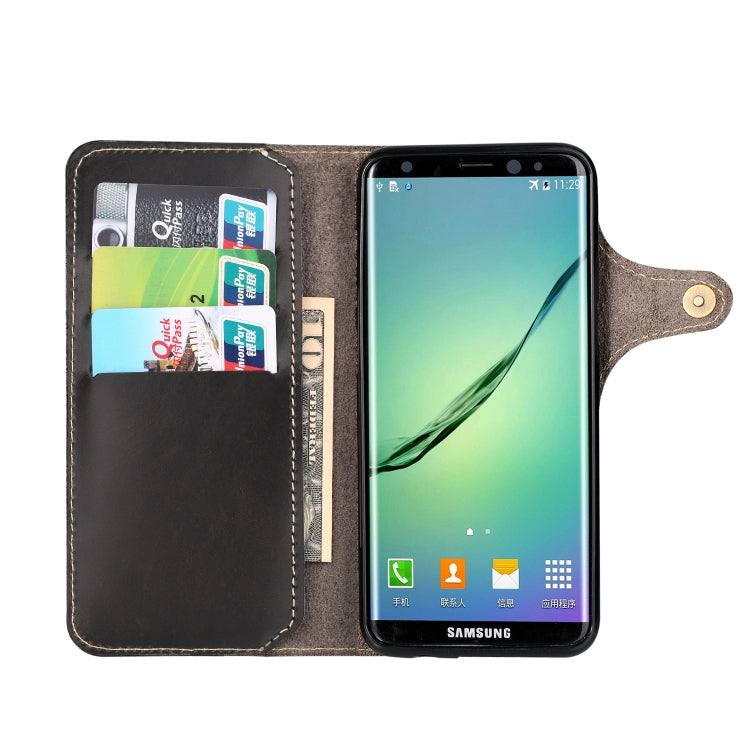 For Galaxy S8 Plus Denior Oil Wax Cowhide Magnetic Button Horizontal Flip Leather Case with Card Slots & Wallet
