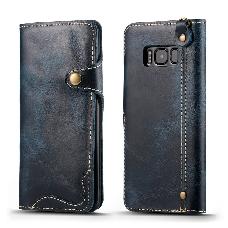 For Galaxy S8 Plus Denior Oil Wax Cowhide Magnetic Button Horizontal Flip Leather Case with Card Slots & Wallet
