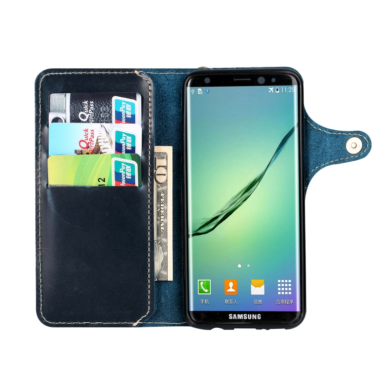 For Galaxy S8 Plus Denior Oil Wax Cowhide Magnetic Button Horizontal Flip Leather Case with Card Slots & Wallet