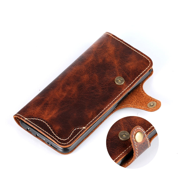For Galaxy S8 Plus Denior Oil Wax Cowhide Magnetic Button Horizontal Flip Leather Case with Card Slots & Wallet