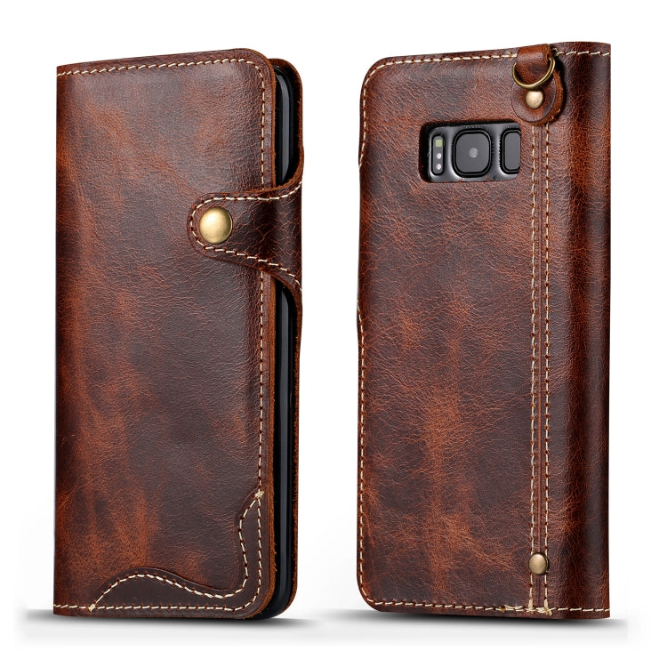 For Galaxy S8 Plus Denior Oil Wax Cowhide Magnetic Button Horizontal Flip Leather Case with Card Slots & Wallet