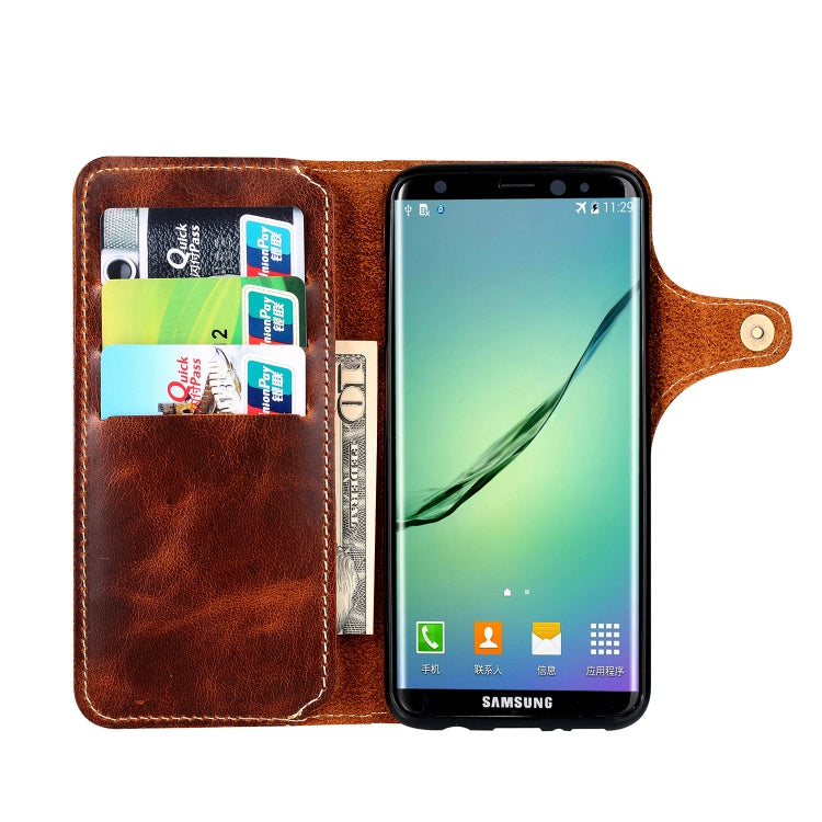 For Galaxy S8 Plus Denior Oil Wax Cowhide Magnetic Button Horizontal Flip Leather Case with Card Slots & Wallet