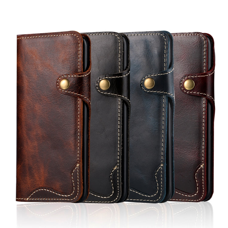 For Galaxy S8 Plus Denior Oil Wax Cowhide Magnetic Button Horizontal Flip Leather Case with Card Slots & Wallet