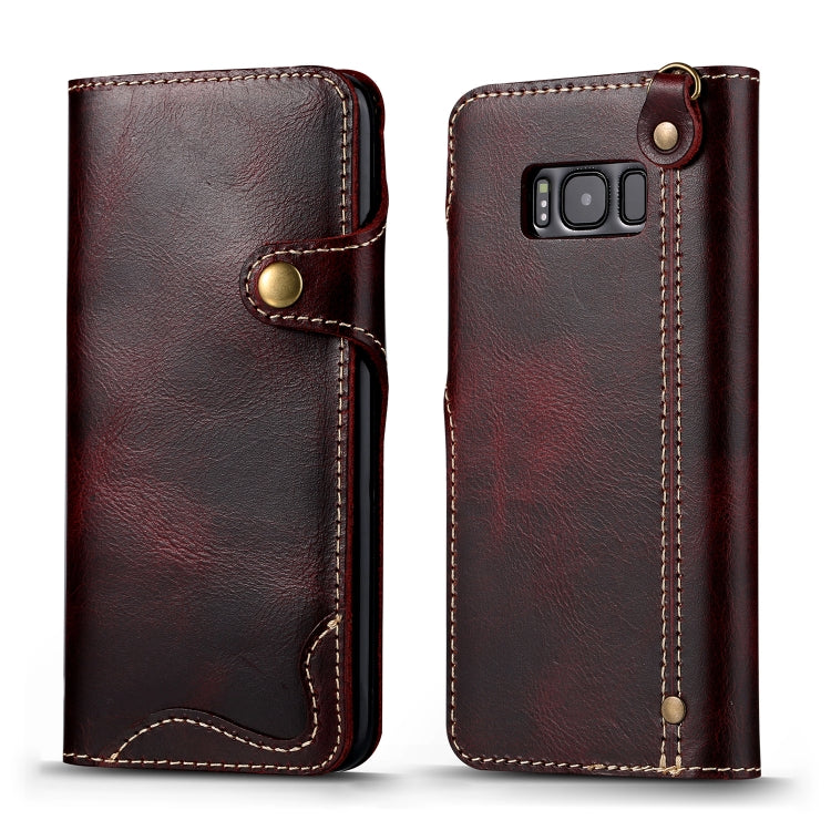 For Galaxy S8 Plus Denior Oil Wax Cowhide Magnetic Button Horizontal Flip Leather Case with Card Slots & Wallet
