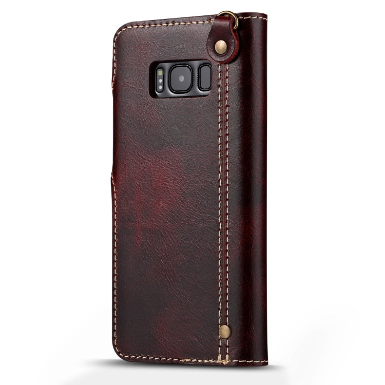 For Galaxy S8 Plus Denior Oil Wax Cowhide Magnetic Button Horizontal Flip Leather Case with Card Slots & Wallet