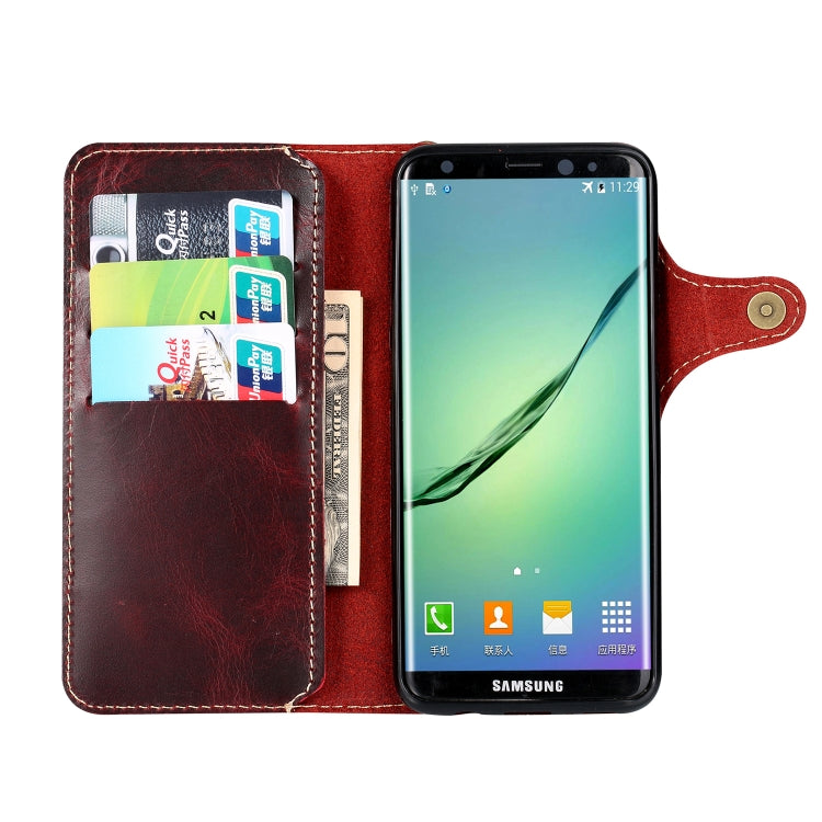 For Galaxy S8 Plus Denior Oil Wax Cowhide Magnetic Button Horizontal Flip Leather Case with Card Slots & Wallet