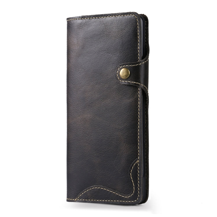 For Galaxy S9 Plus Denior Oil Wax Cowhide Magnetic Button Horizontal Flip Leather Case with Card Slots & Wallet