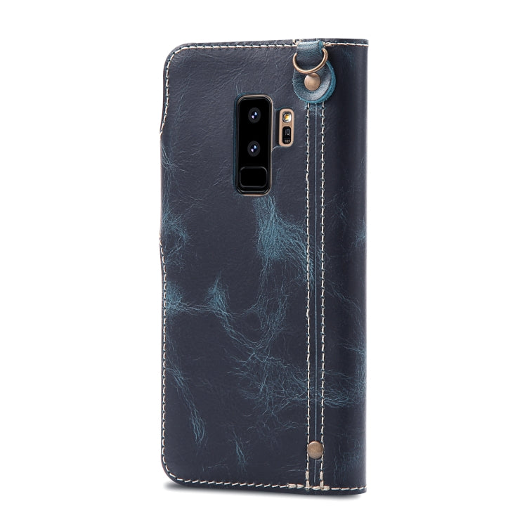 For Galaxy S9 Plus Denior Oil Wax Cowhide Magnetic Button Horizontal Flip Leather Case with Card Slots & Wallet