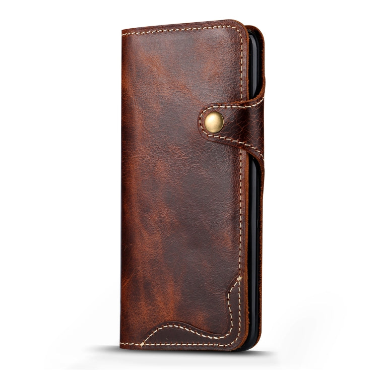 For Galaxy S9 Plus Denior Oil Wax Cowhide Magnetic Button Horizontal Flip Leather Case with Card Slots & Wallet