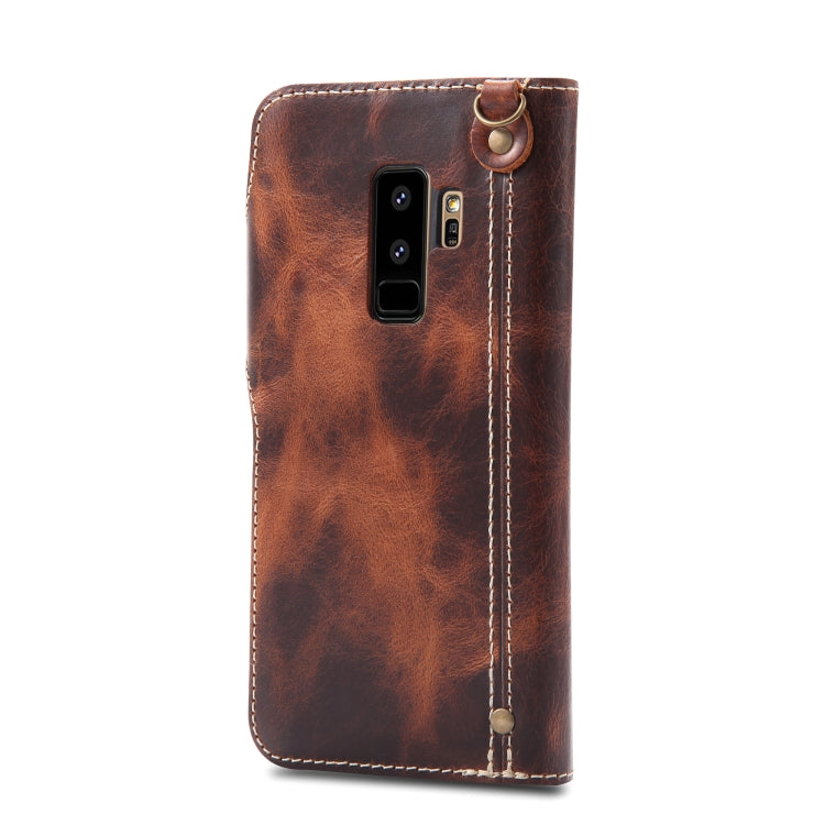 For Galaxy S9 Plus Denior Oil Wax Cowhide Magnetic Button Horizontal Flip Leather Case with Card Slots & Wallet
