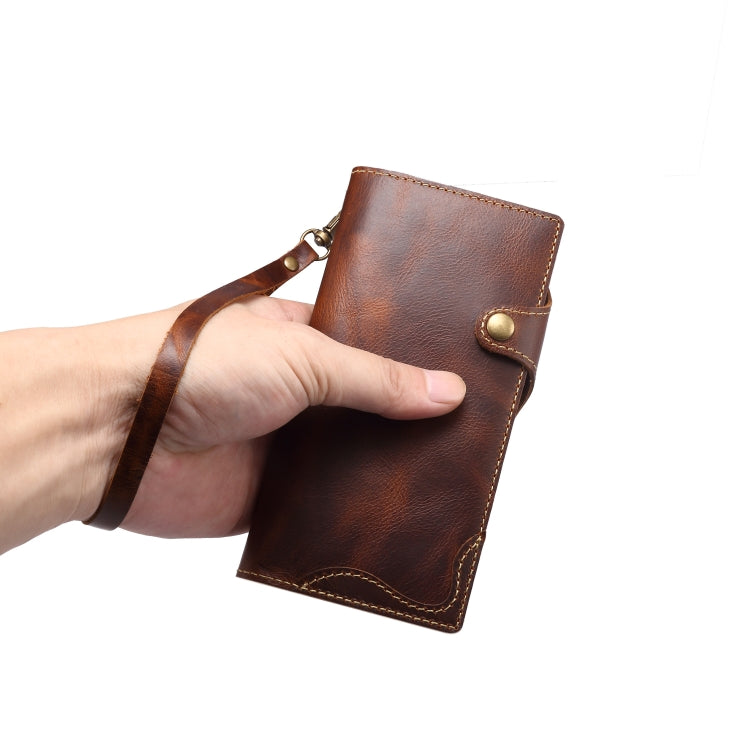 For Galaxy S9 Plus Denior Oil Wax Cowhide Magnetic Button Horizontal Flip Leather Case with Card Slots & Wallet