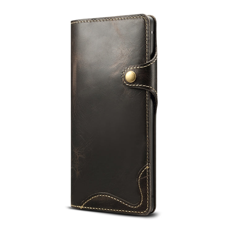 For Galaxy Note9 Denior Oil Wax Cowhide Magnetic Button Horizontal Flip Leather Case with Card Slots & Wallet